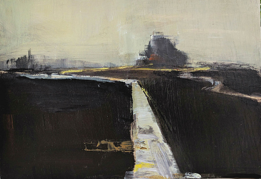 Landscape with wide white road