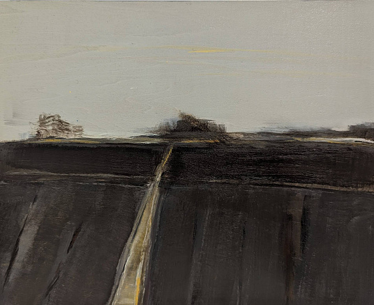 Mendocino Fog bluffs landscape thin gold road dark fields