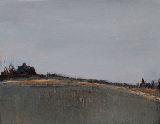 landscape 8x10 wide deep gray field with gold road